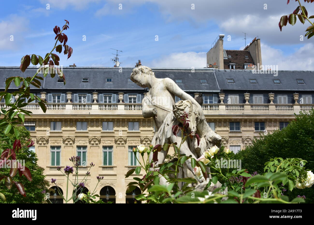 Famous Palais Royal, former Royal Palace close to the Louvre Museum. Paris, France. August 16, 2019. Stock Photo
