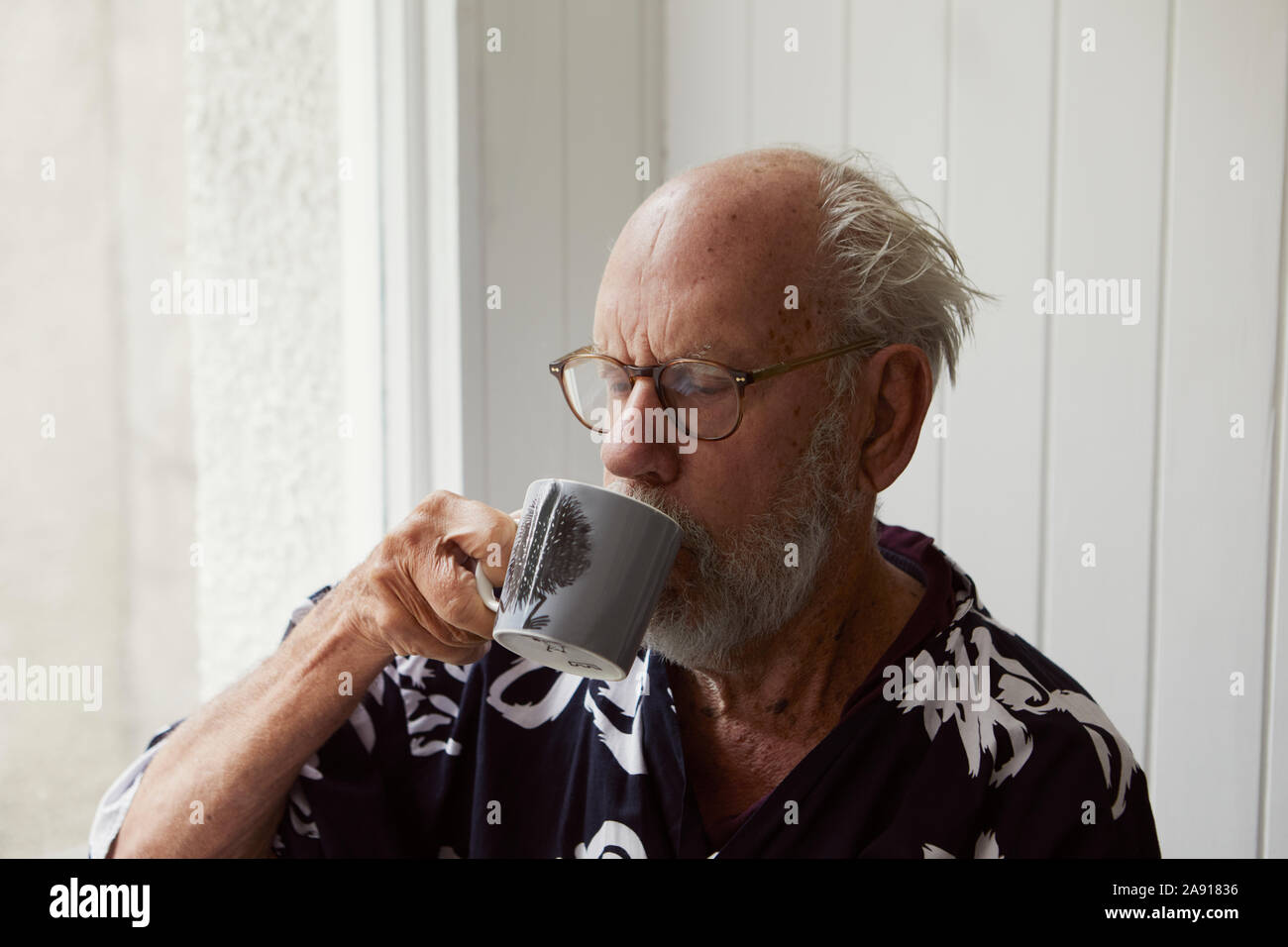 Bald man beard drinking from hi-res stock photography and images - Alamy