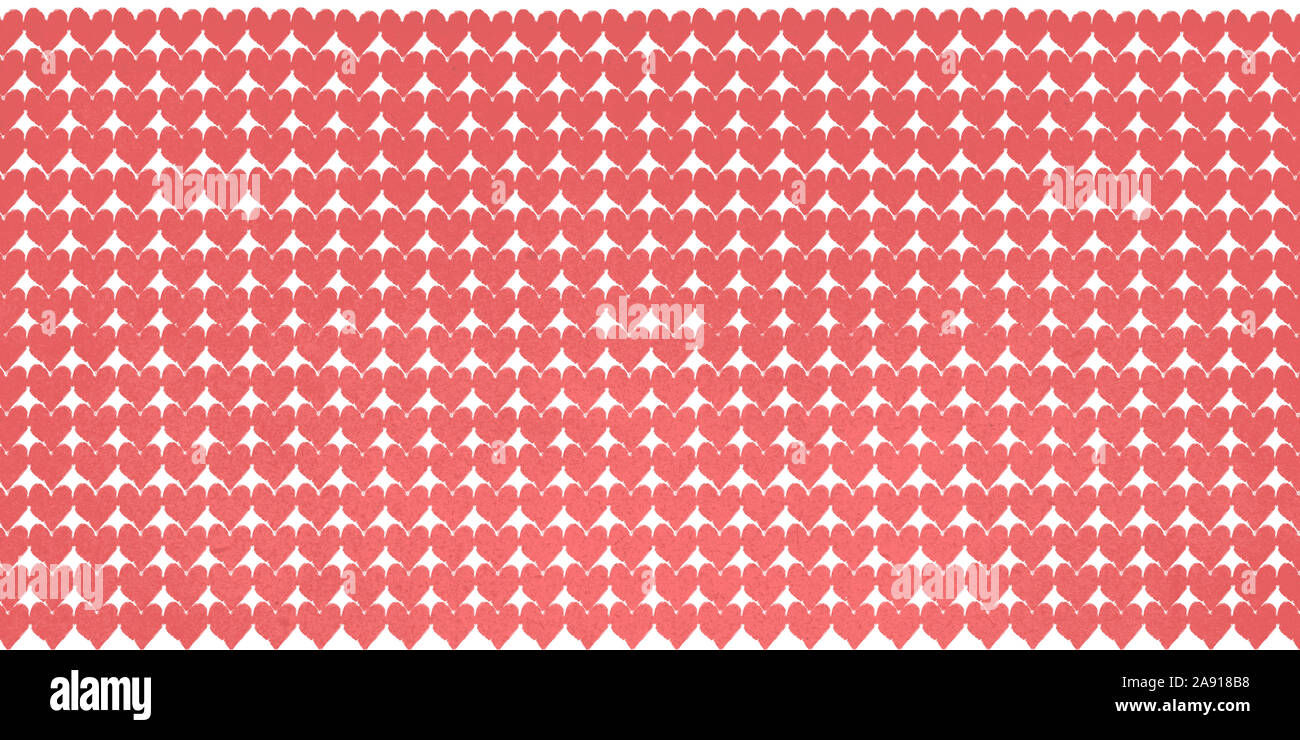 Valentines day seamless pattern of textured pink hearts Stock Photo