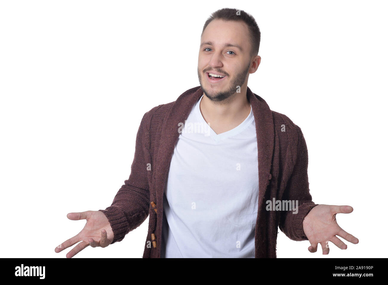 Young man posing isolated on white background Stock Photo - Alamy