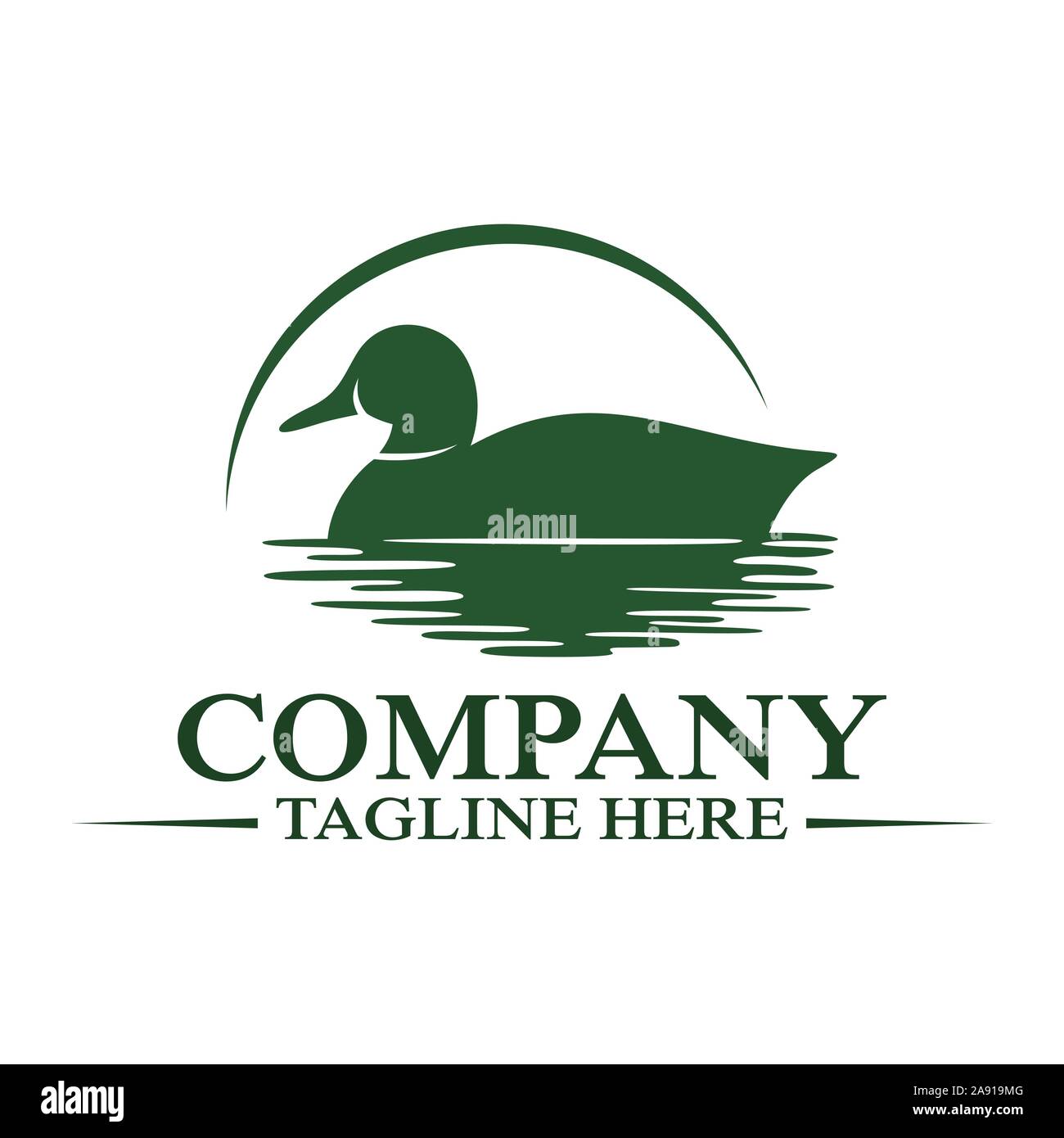 Modern floating duck and hunting logo. Vector illustration. Stock Vector