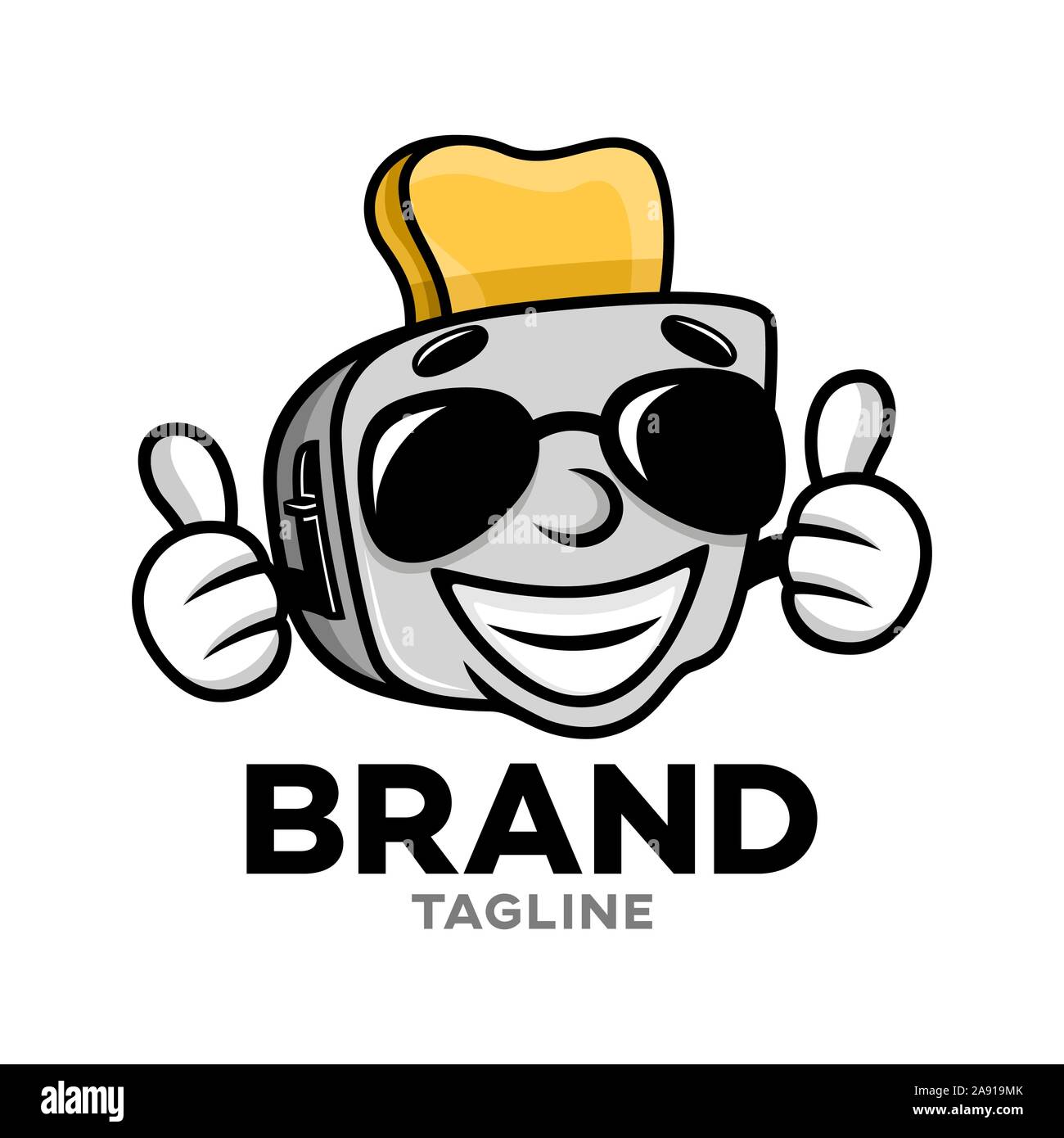Modern cartoon character toaster logo. Vector illustration Stock Vector