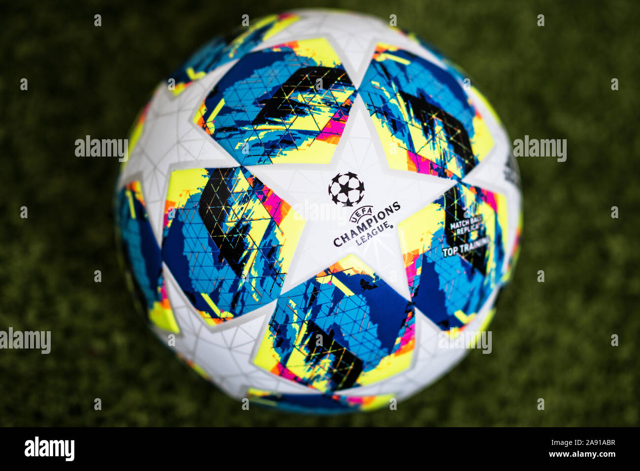 Close up of 2019/20 Adidas Champions League Football. Stock Photo