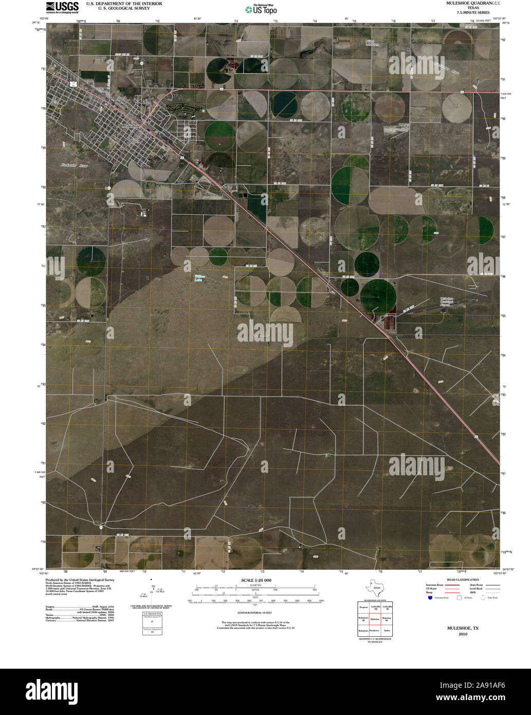 USGS TOPO Map Texas TX Muleshoe 20100305 TM Restoration Stock Photo Alamy