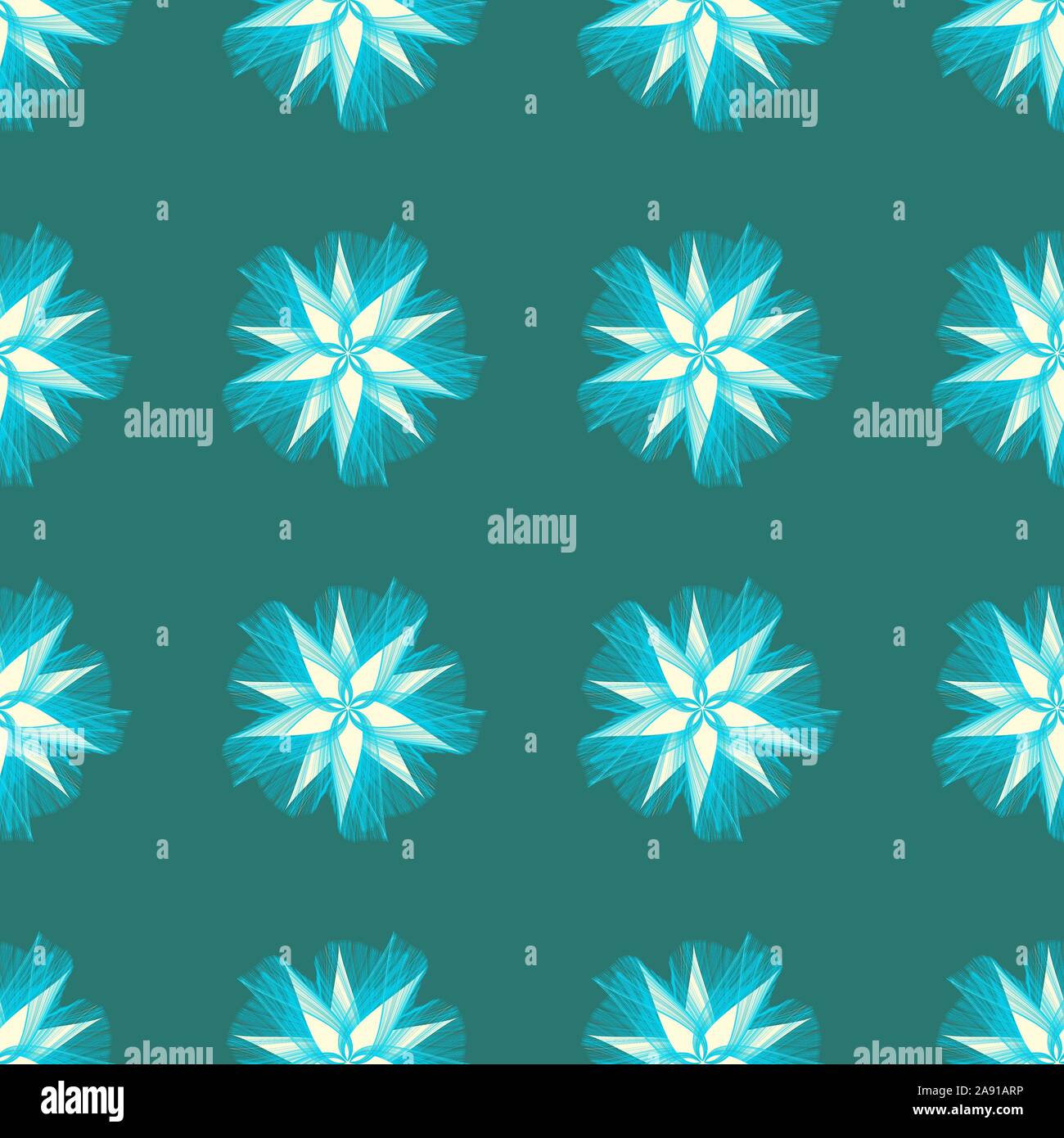 Seamless pattern with stylized flowers. Multicolored pattern. Illustration in blue and white shades. Vector EPS10 Stock Vector