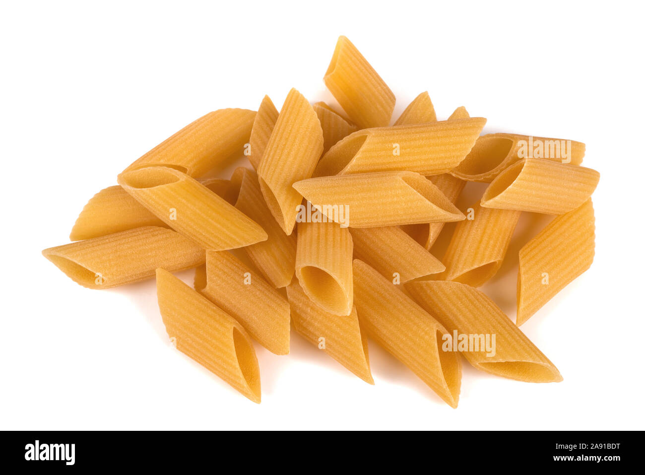 Penne pasta isolated on white background Stock Photo