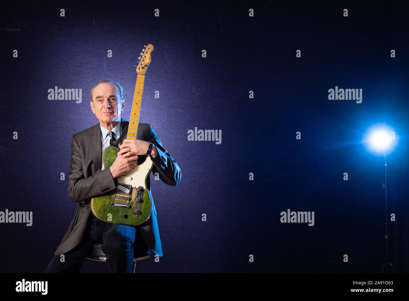 Francis Rossi Of Status Quo Poses With His Green Fender Telecaster