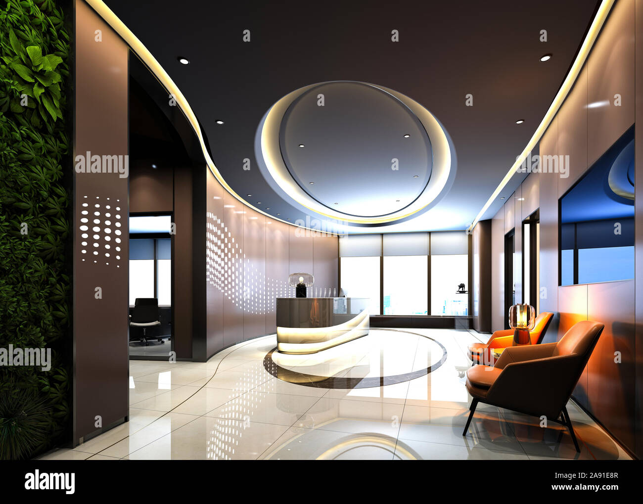 3d render of hotel reception and lobby Stock Photo - Alamy