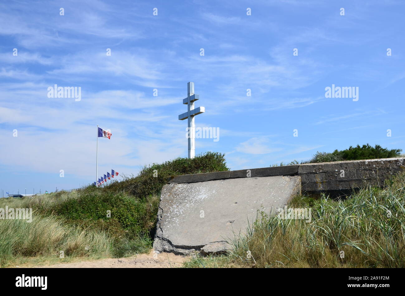 Cross of Lorraine, Courselles sur Mer, Normandy, France Stock Photo