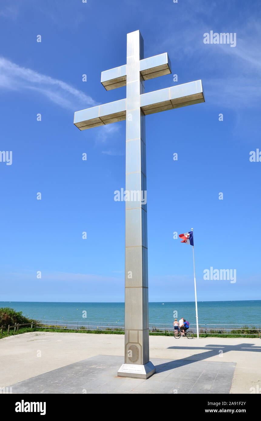 Cross of Lorraine, Courselles sur Mer, Normandy, France Stock Photo