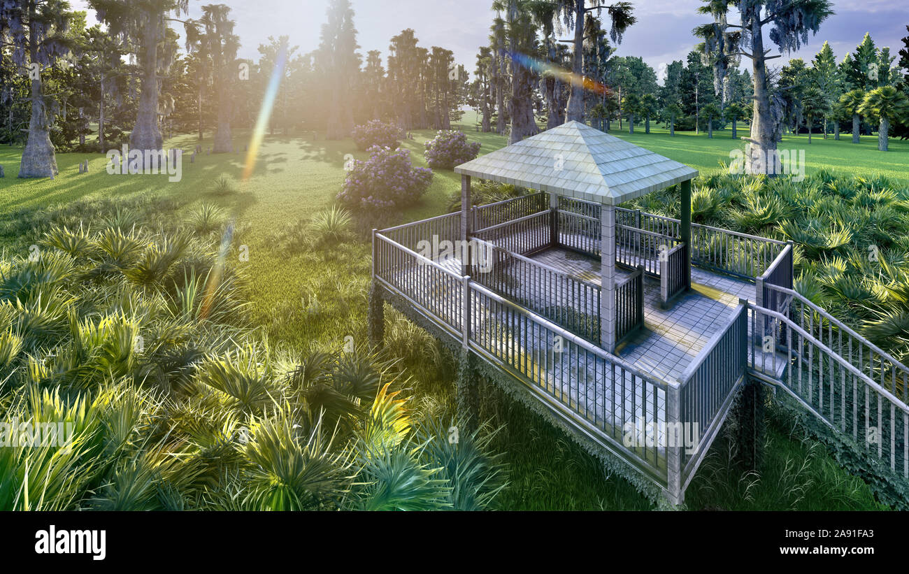 Fishing pier in swamp 3d hi-res stock photography and images - Alamy