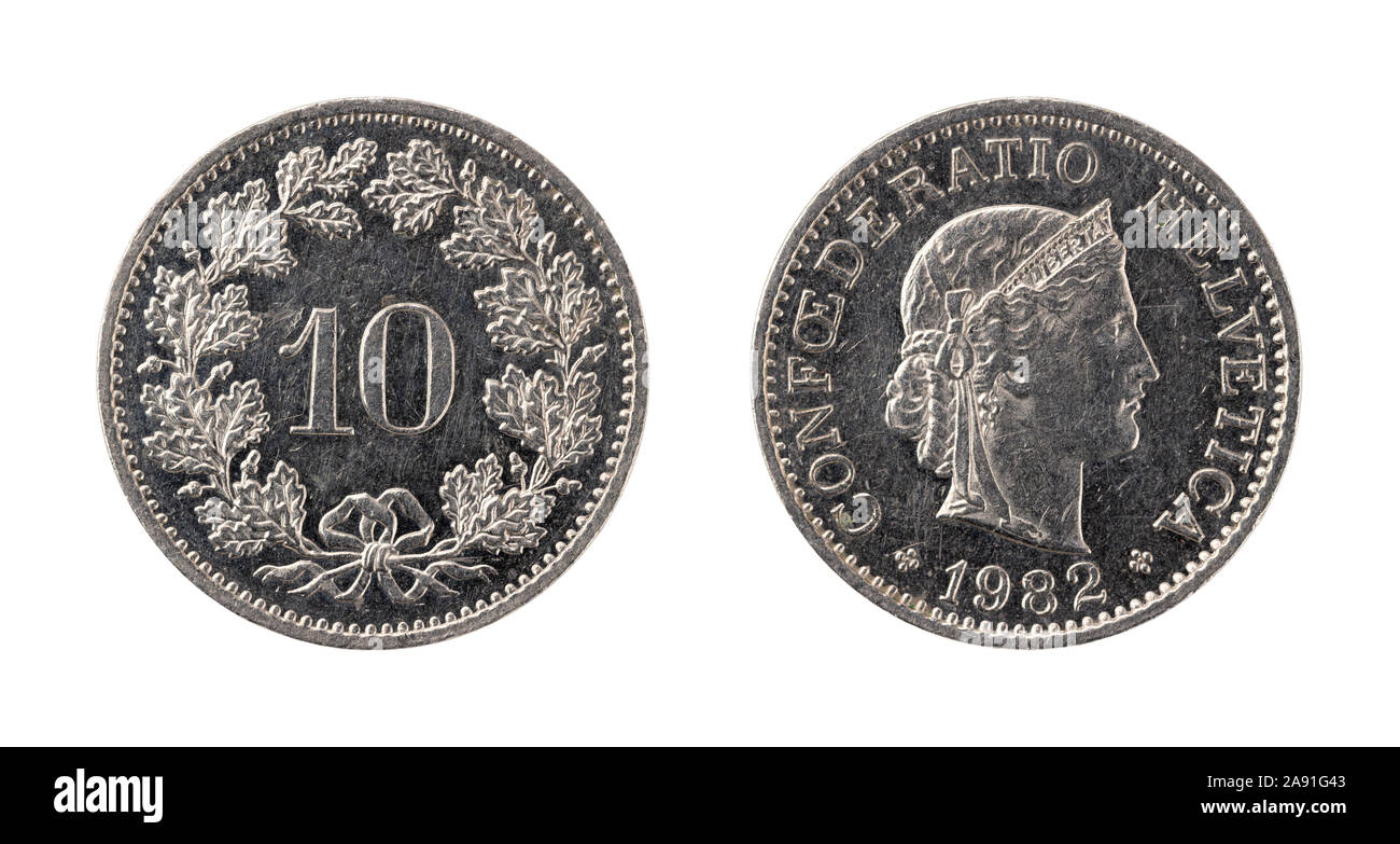 10 Centime Coin from Switzerland Stock Photo