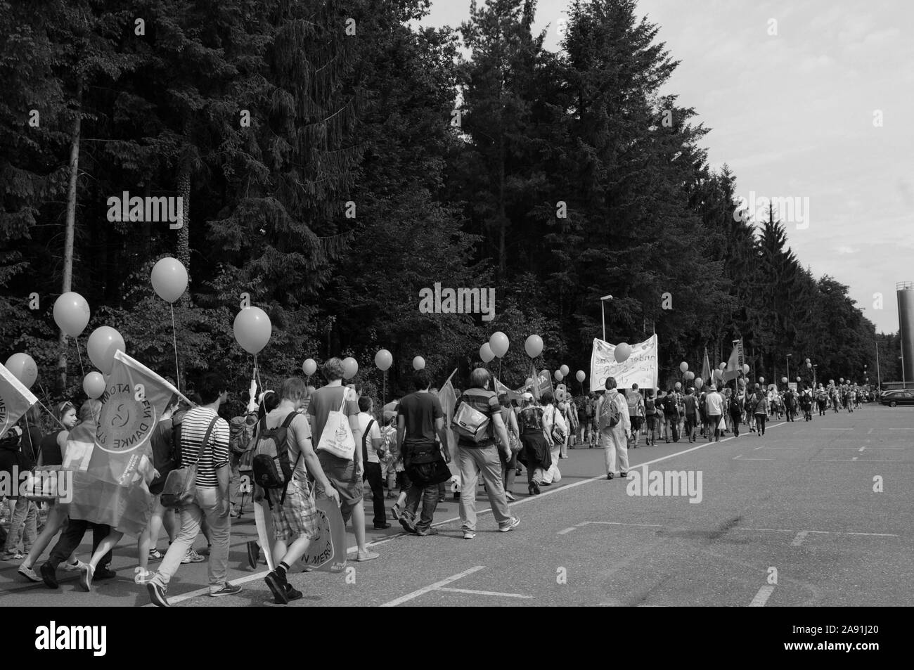 Thousands of anti atomic protesters come together in Döttingen, demanding for nuclear free energy future. Stock Photo