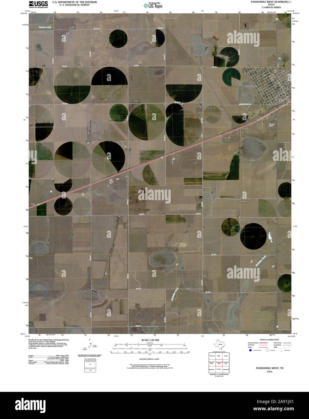 Texas panhandle map hi res stock - Usgs Topo Map Texas Tx Panhandle West 20100306 Tm Restoration 2A91JX1