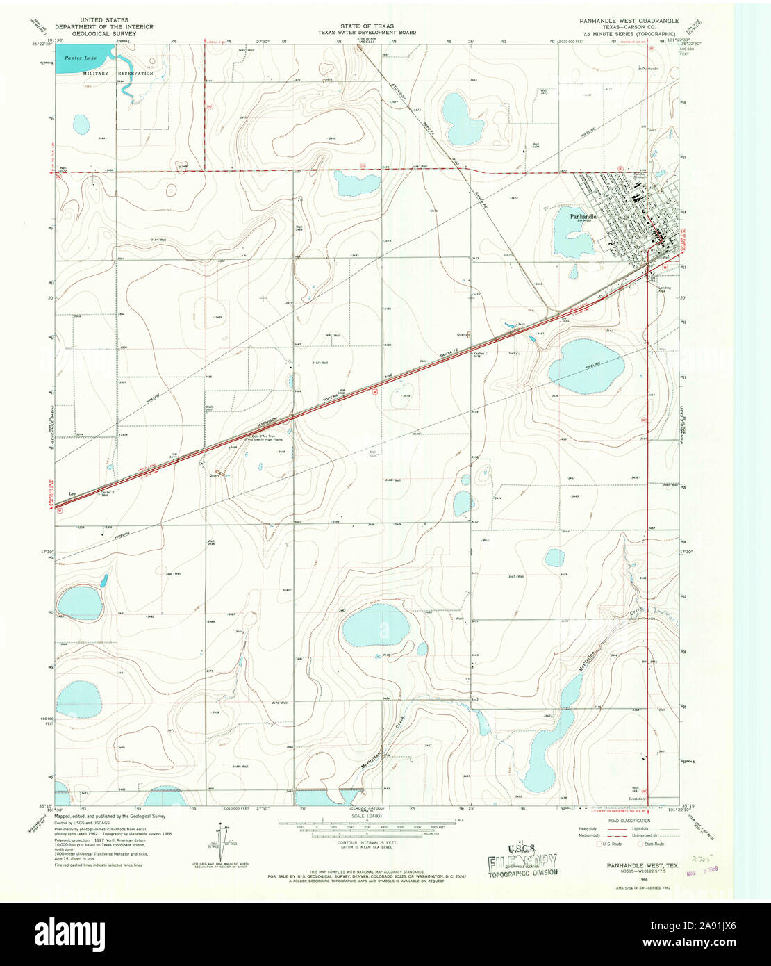 Texas panhandle map hi res stock - Usgs Topo Map Texas Tx Panhandle West 116222 1966 24000 Restoration 2A91JX6