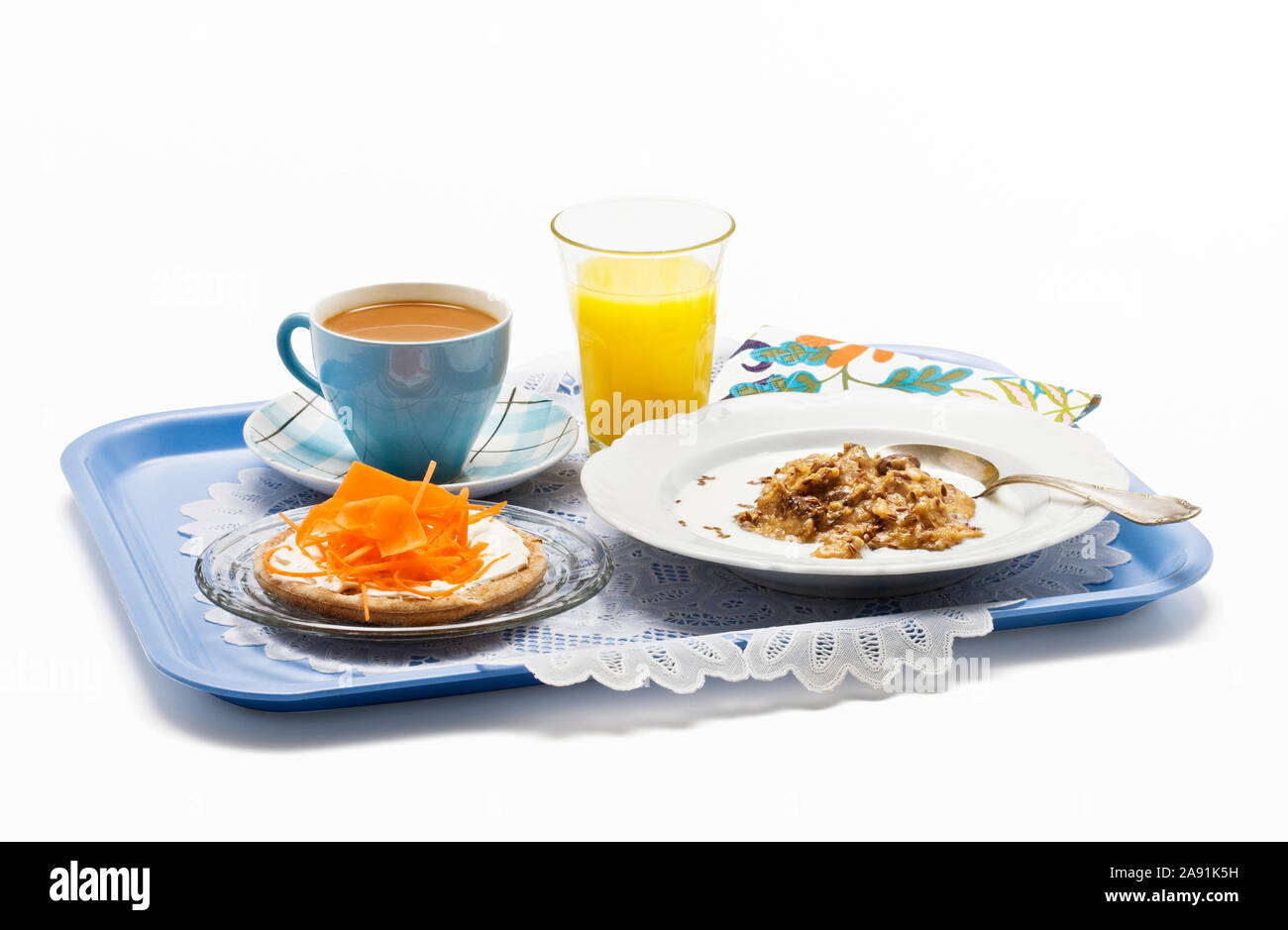 Breakfast on tray Stock Photo Alamy
