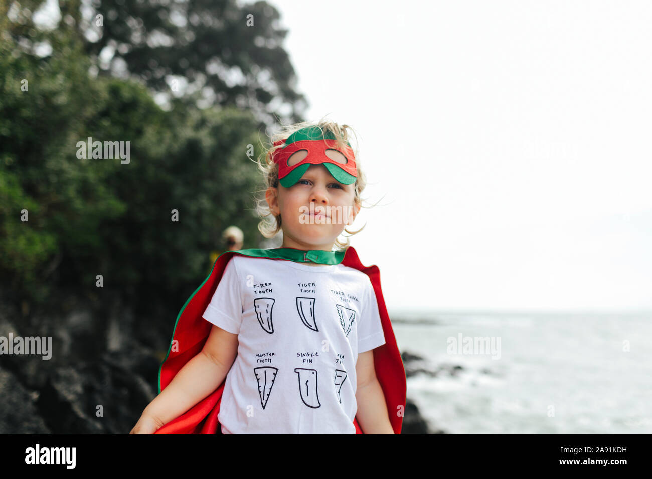 Boy wearing superhero costume Stock Photo