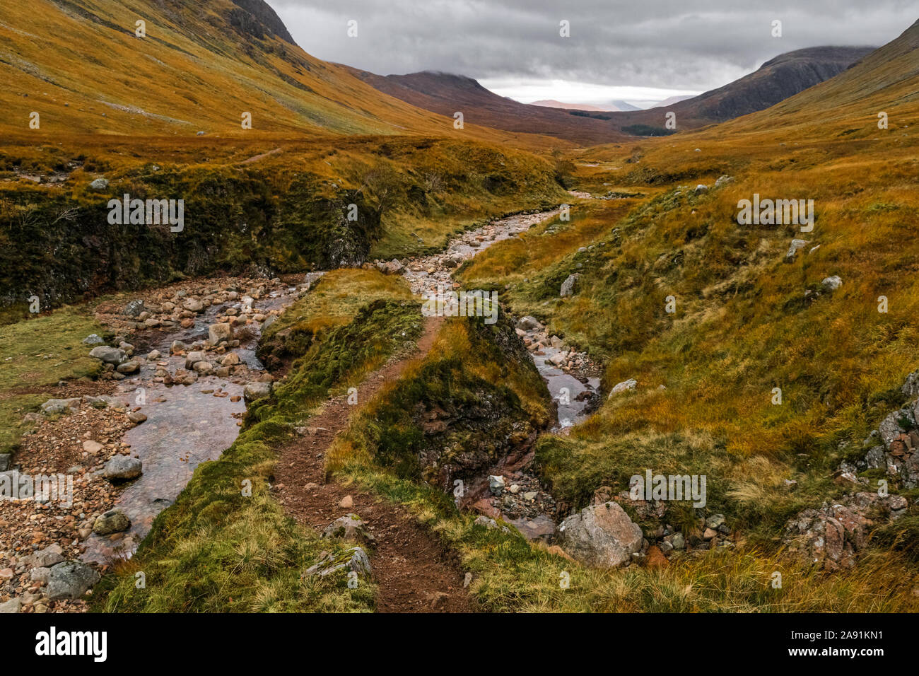 Autumn view of Glen Etive, Scotland Stock Photo