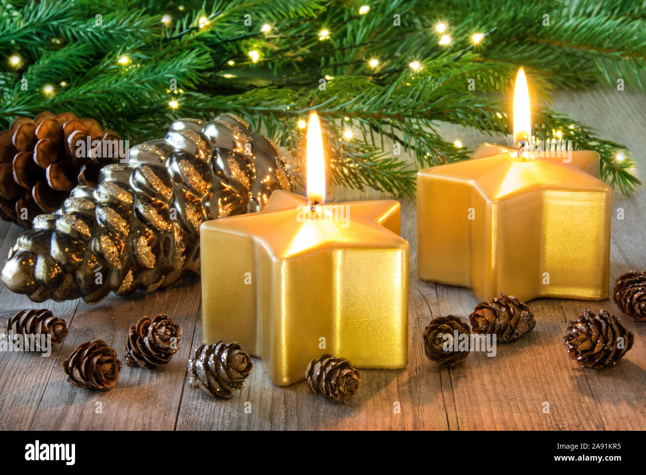 Golden Christmas Decorations Stock Photo Alamy Golden Christmas Decorations