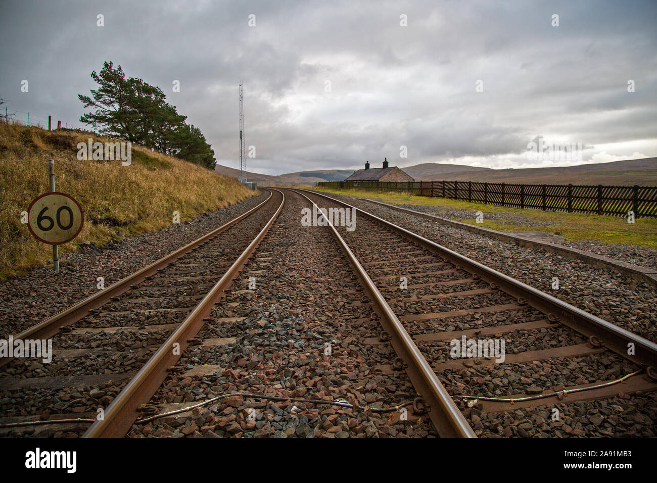 The up and down lines at Dent Railway Station, South Lakeland District ...