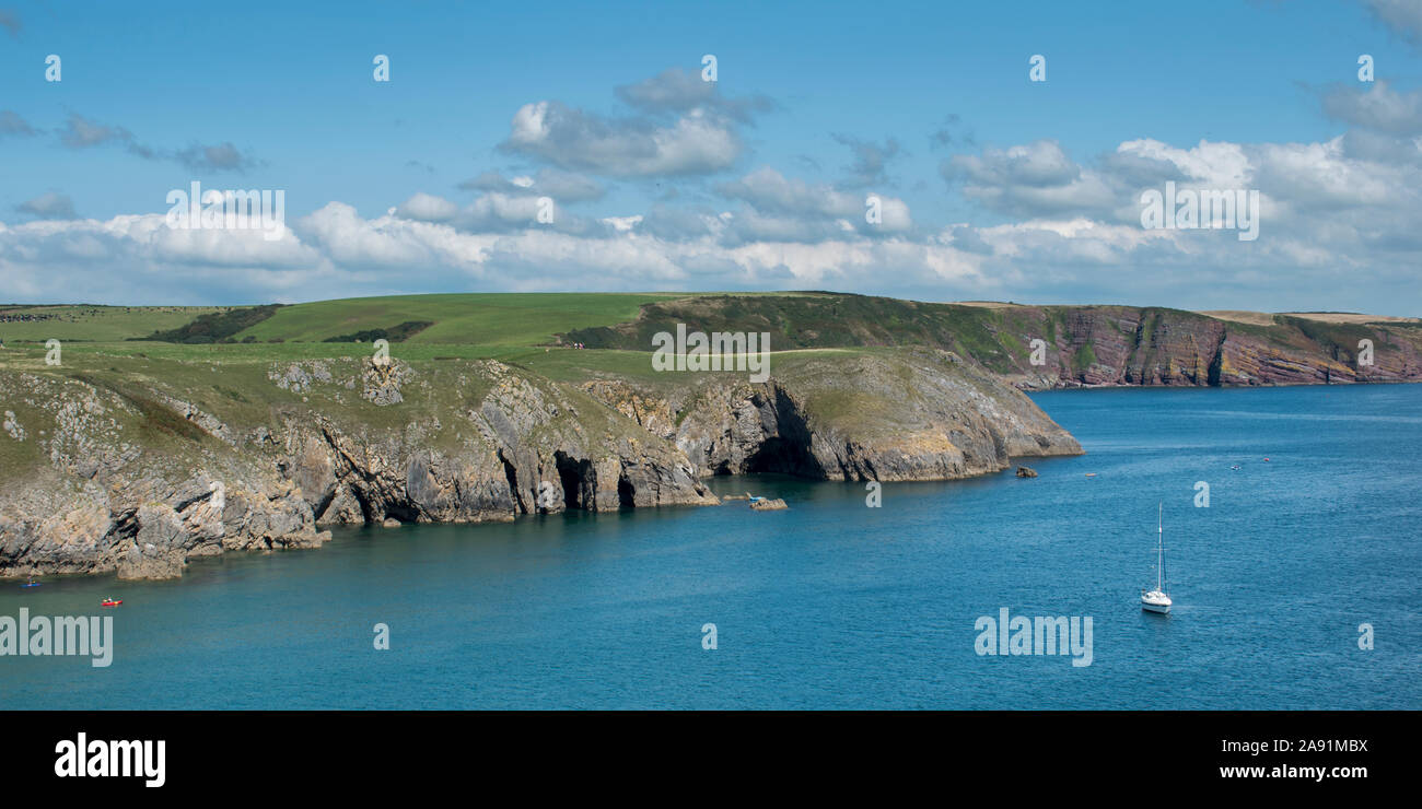 Clifftop views from the Pembrokeshire Coat Path, Wales. Stock Photo