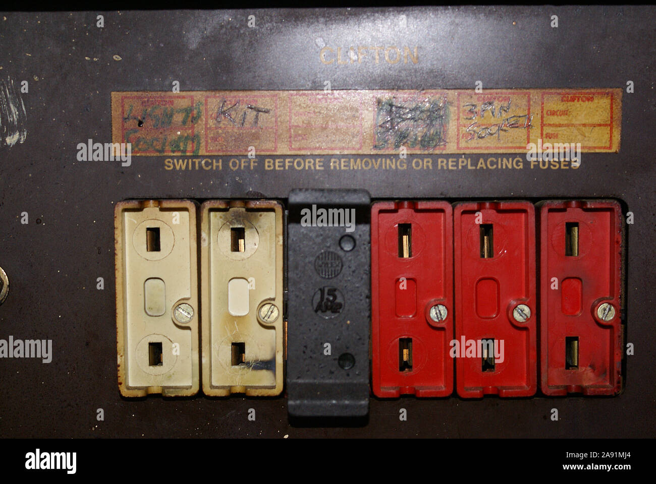 faulty electrics, electrical fire hazard Stock Photo