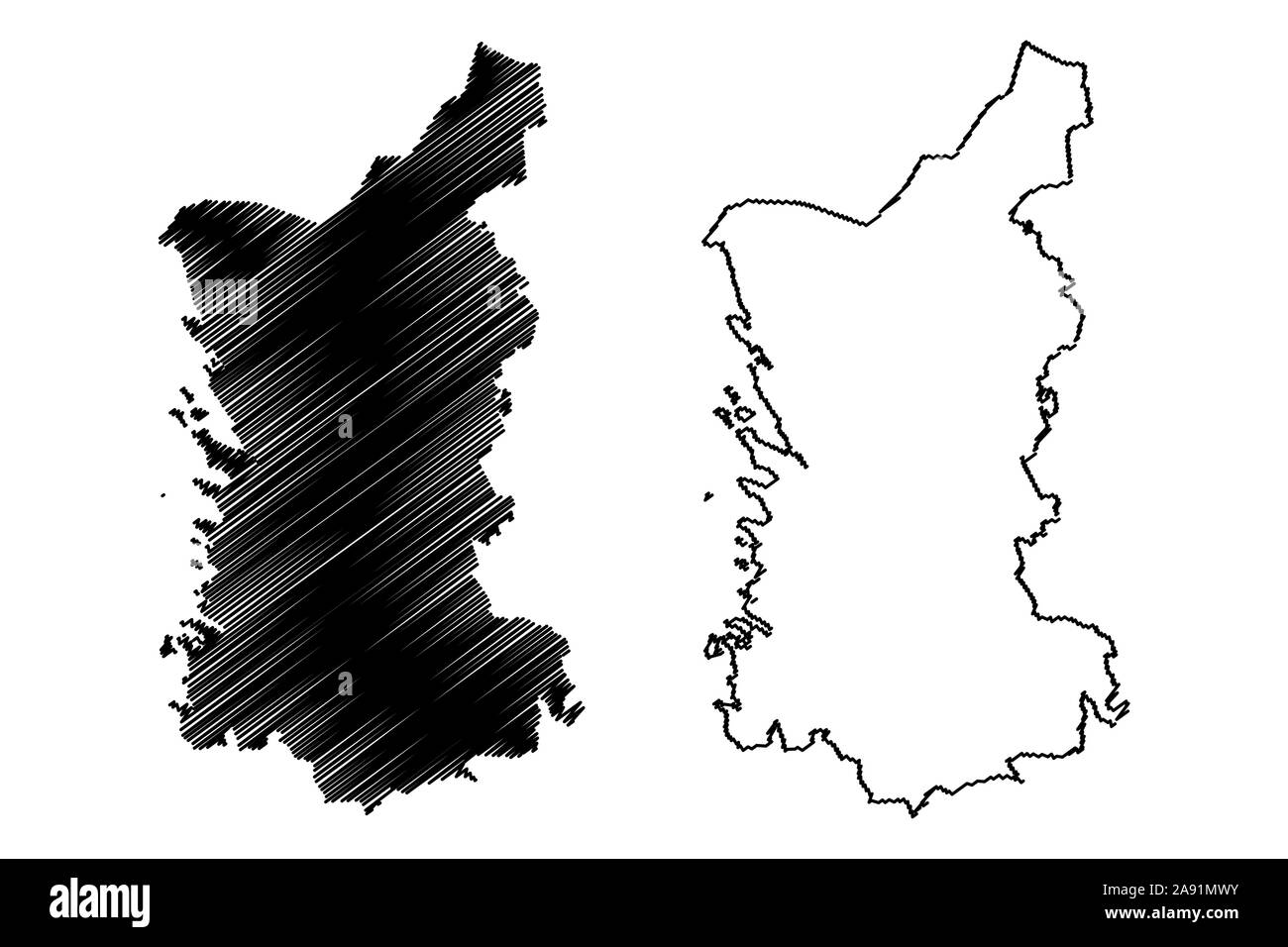 Satakunta Region (Republic of Finland) map vector illustration, scribble sketch Satakunta map Stock Vector