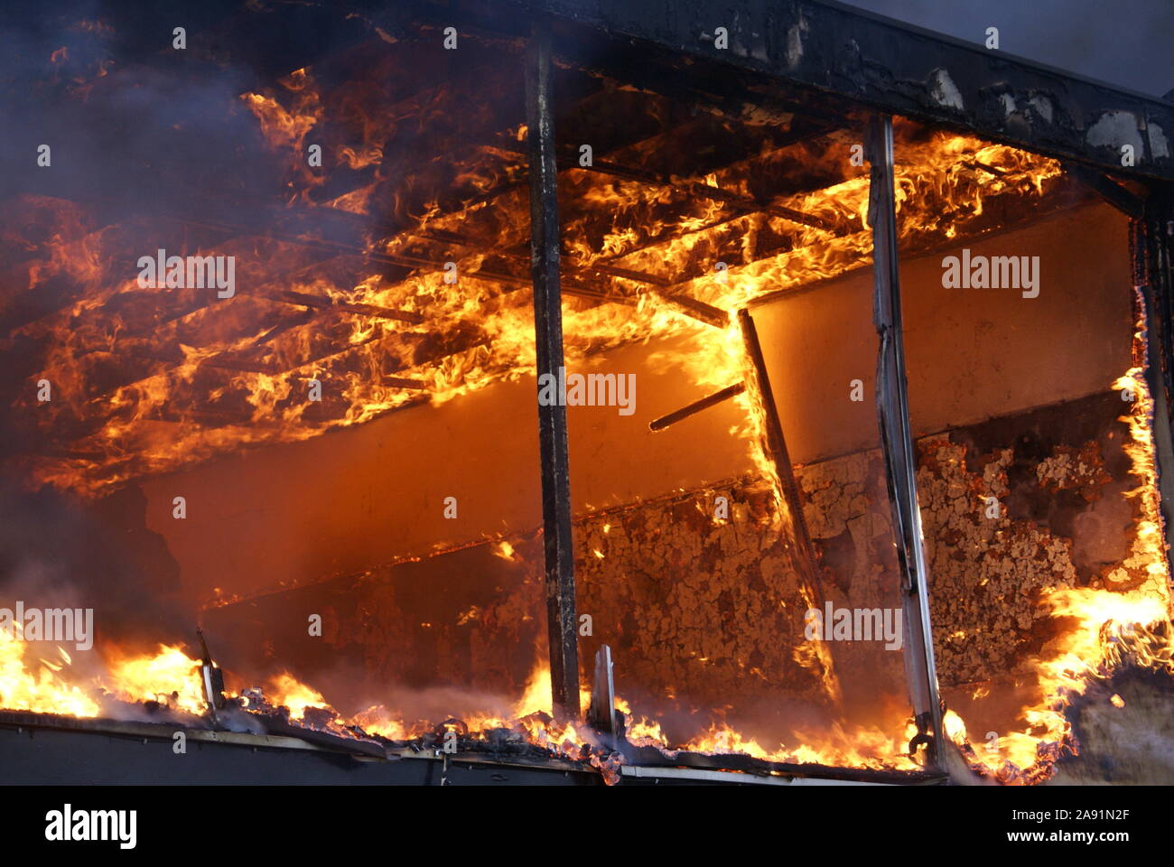 Building, fire flammable external cladding, Combustible cladding Stock Photo