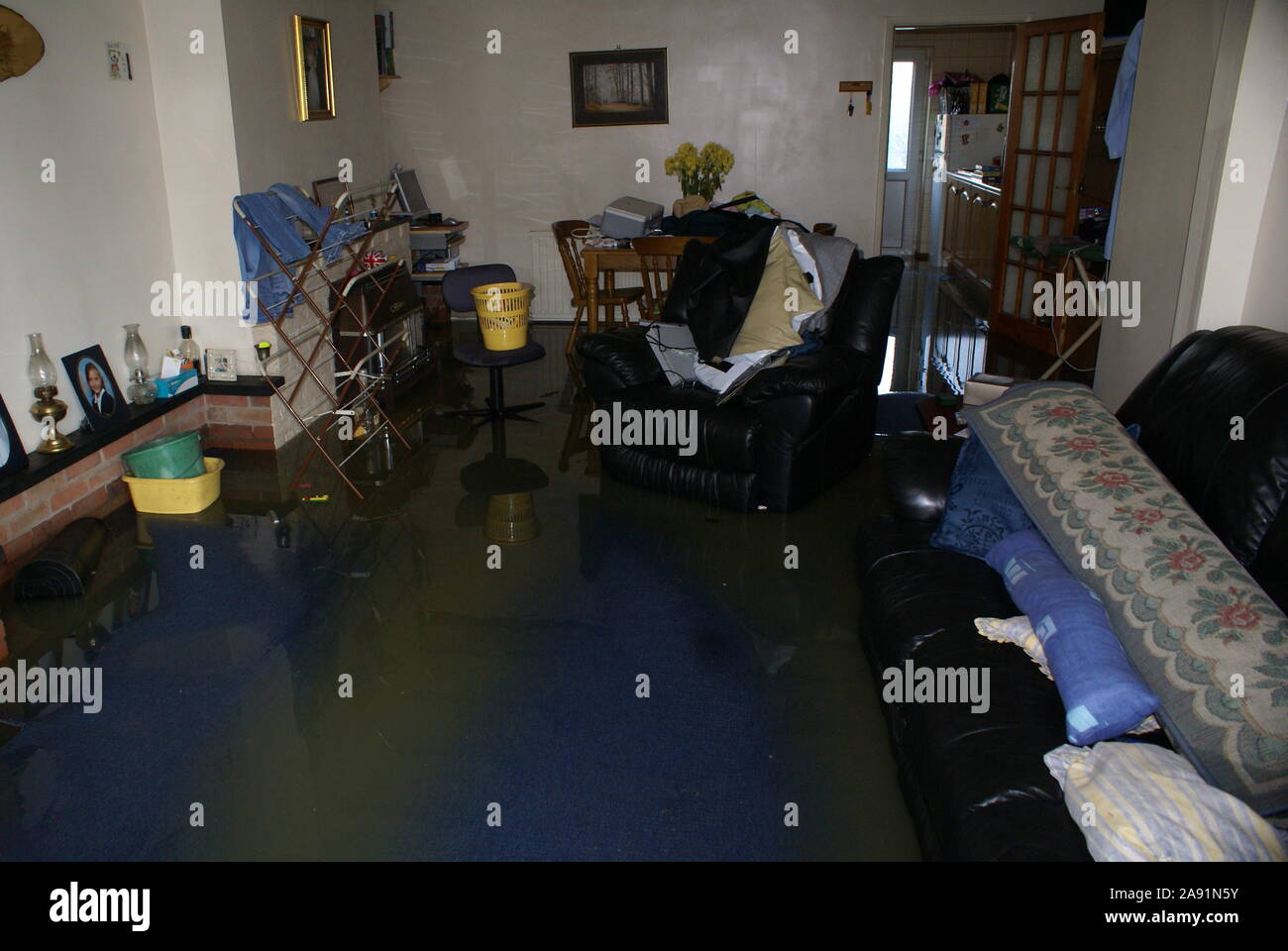 flooded livingroom Stock Photo