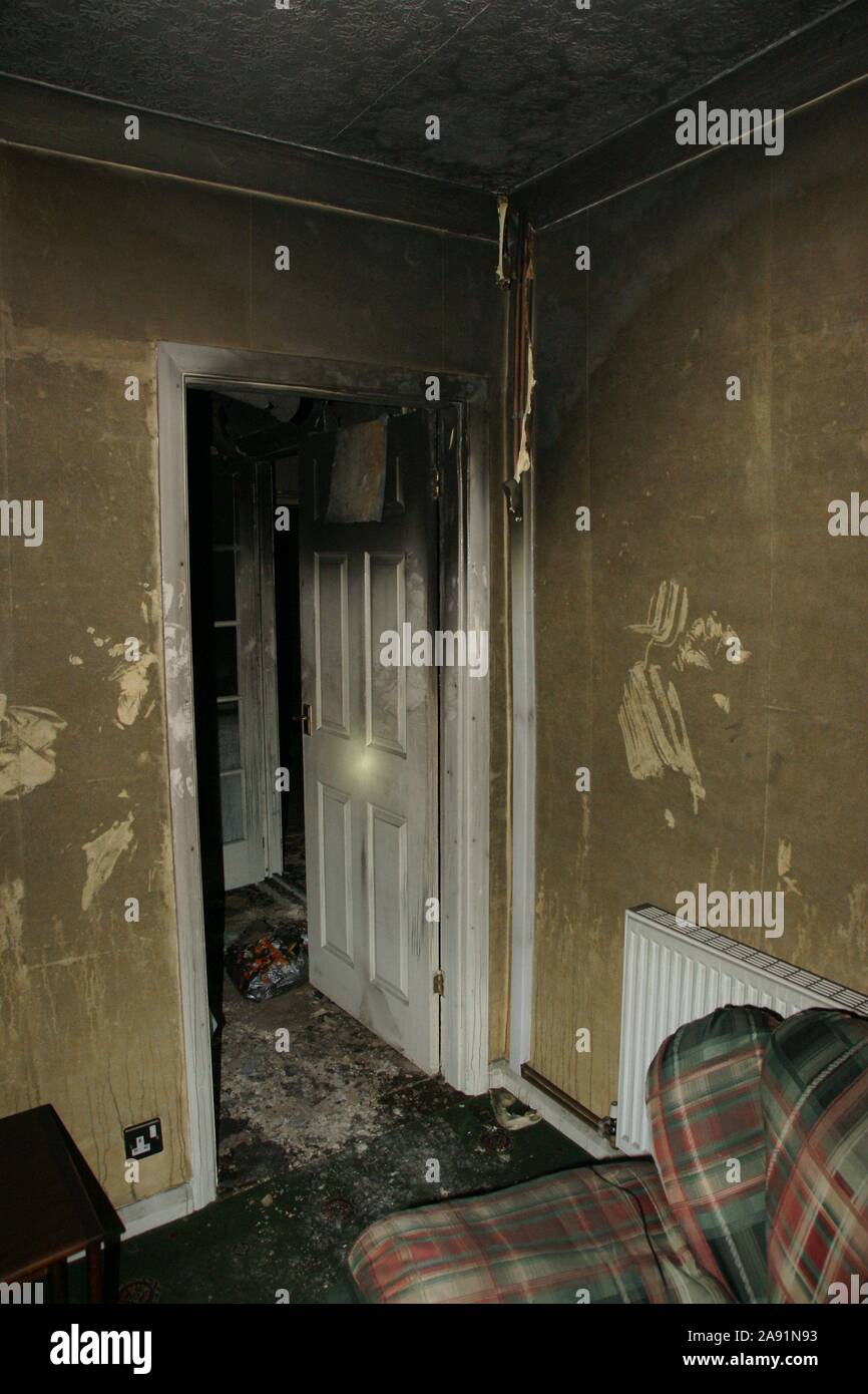 fire damage living room, House fire Stock Photo Alamy