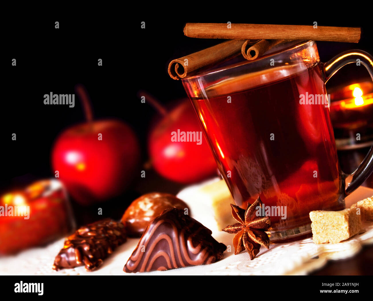 Christmas party and hot spiced wine Stock Photo