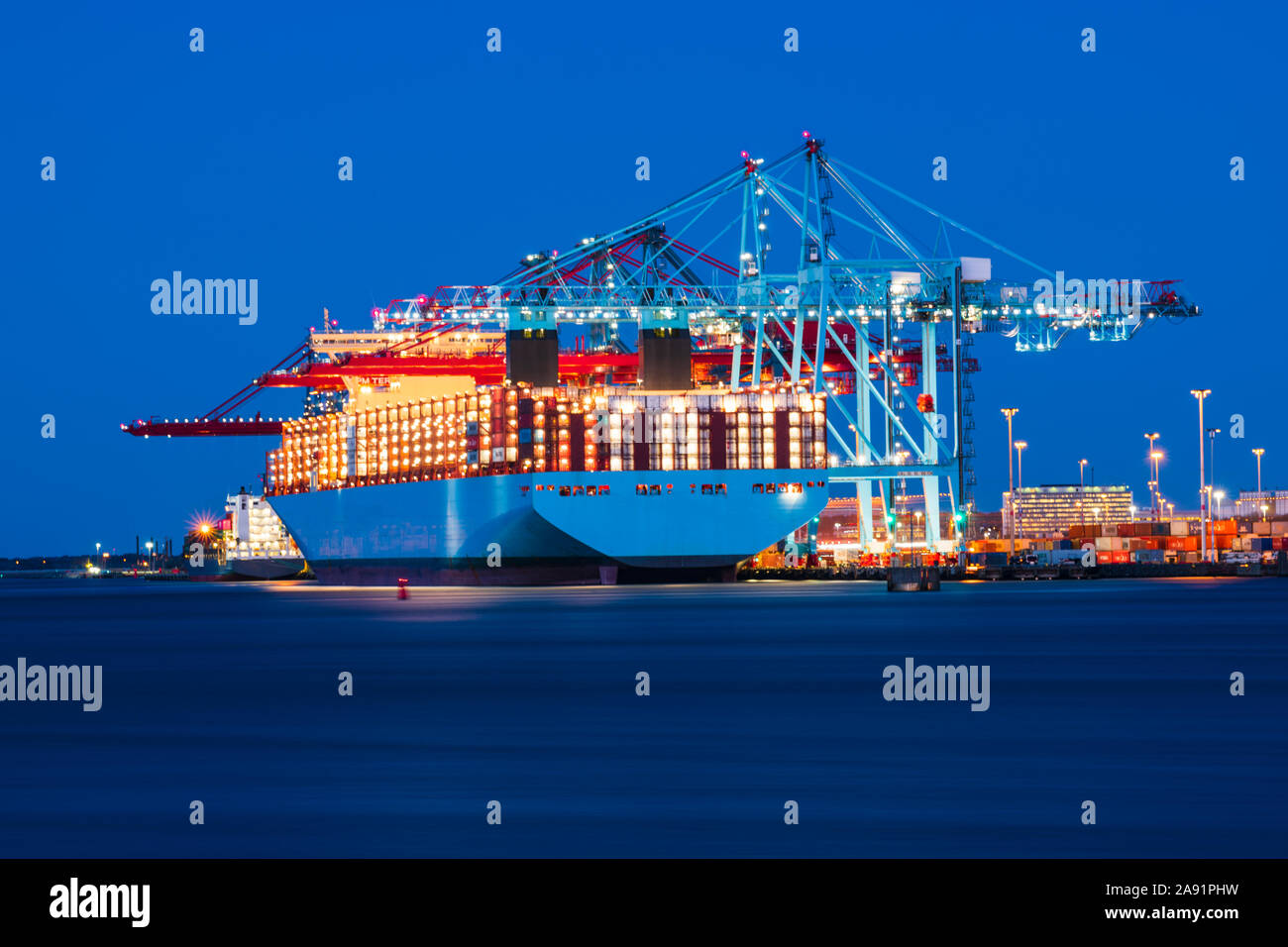 Cargo ship in port Stock Photo