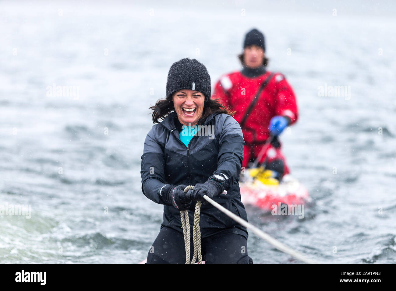 Happy woman on sea Stock Photo