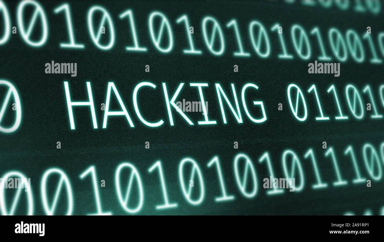 Binary code digits background with hacking inscription Stock Photo - Alamy