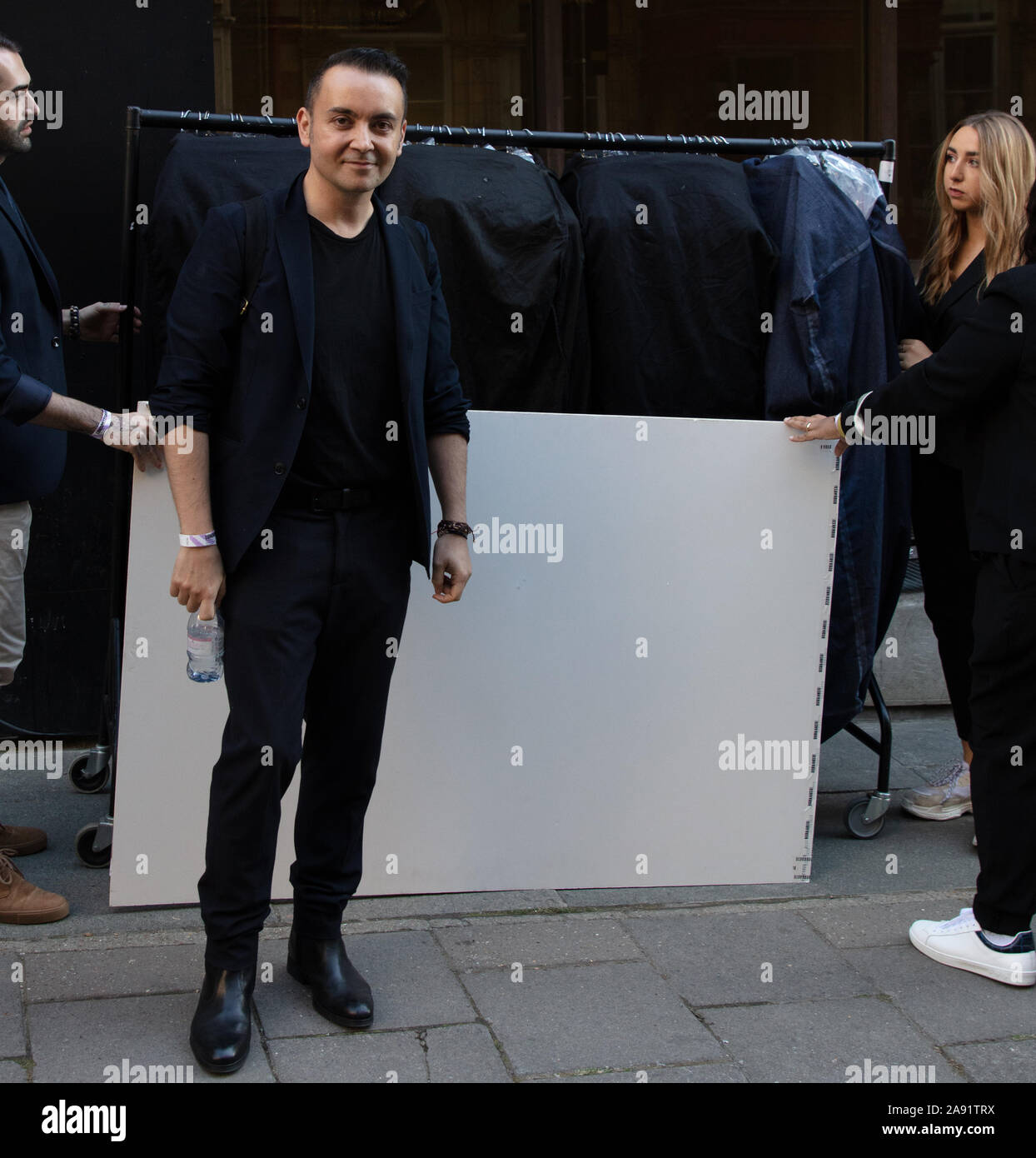 London, UK. 13th September, 2019. Fashion designer Turkish born Bora Aksu seen outside at The Store X on 180 Strand, before showing his designs at the London Fashion Week September 2019. Credit: Joe Kuis / Alamy News Stock Photo