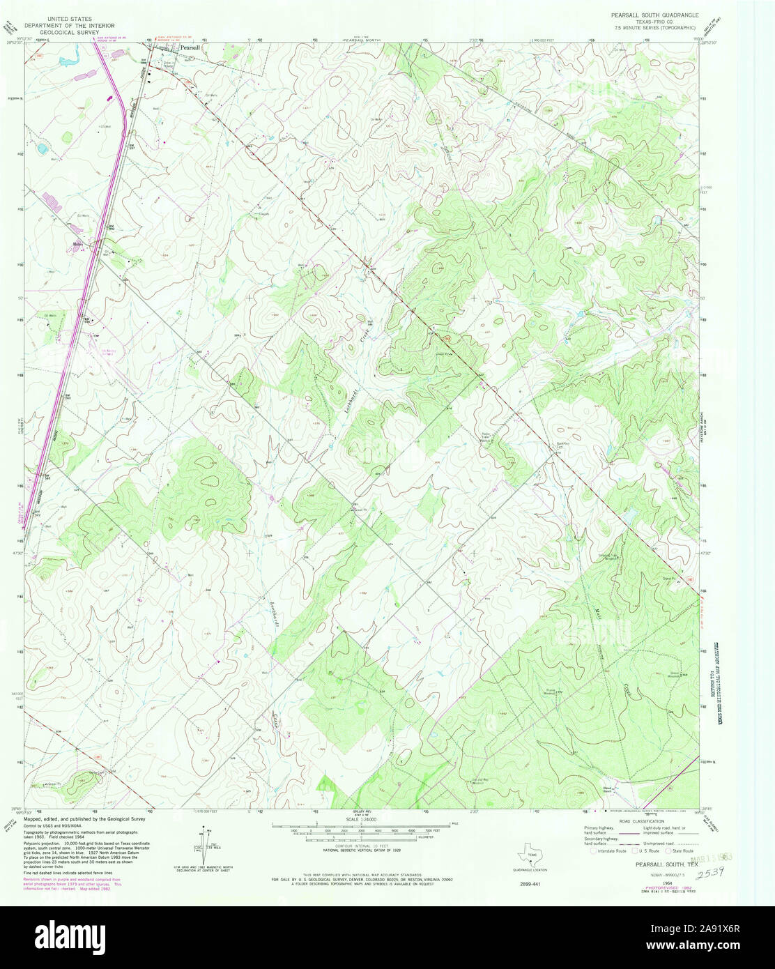 USGS TOPO Map Texas TX Pearsall South 114879 1964 24000 Restoration Stock Photo