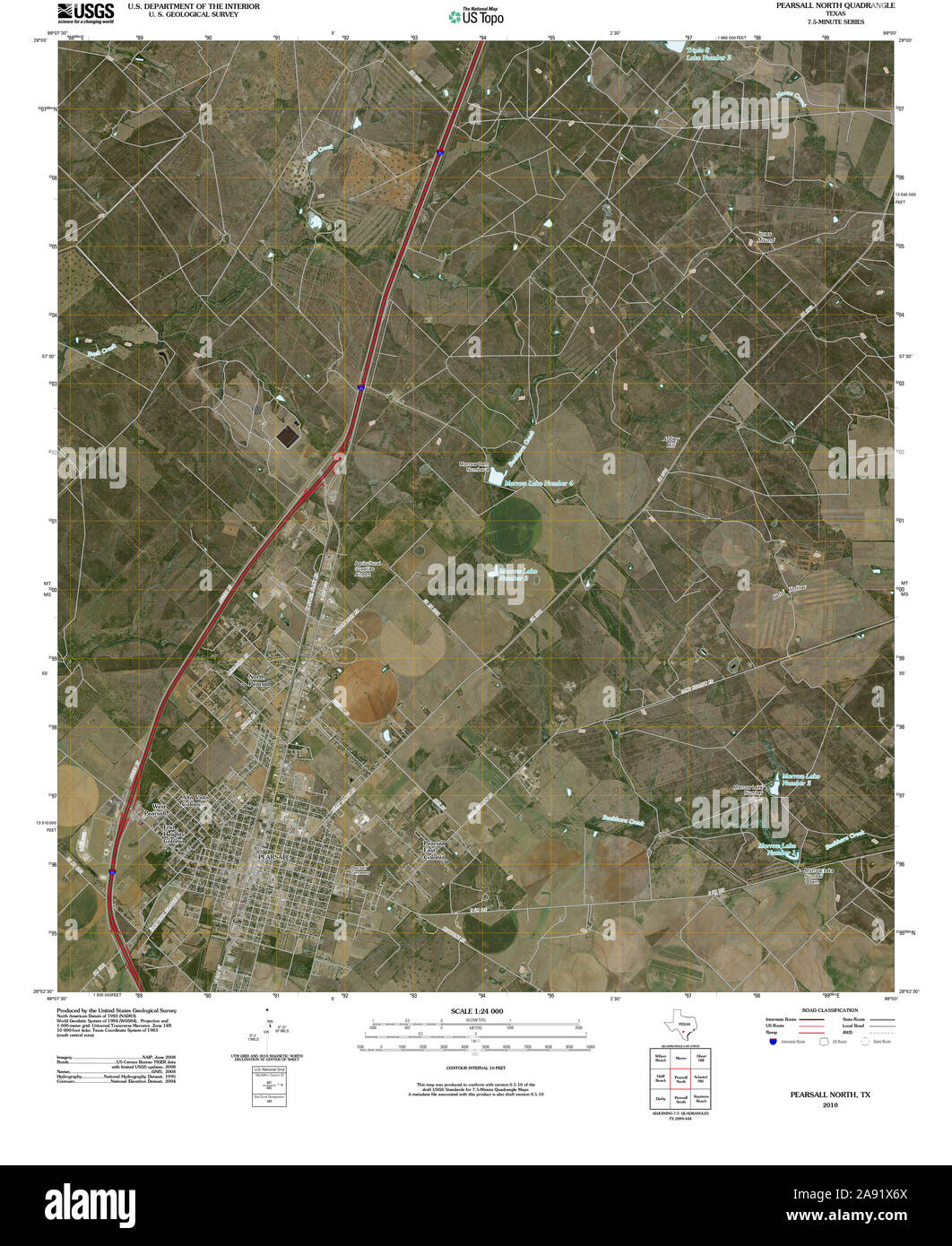 USGS TOPO Map Texas TX Pearsall North 20100514 TM Restoration Stock Photo