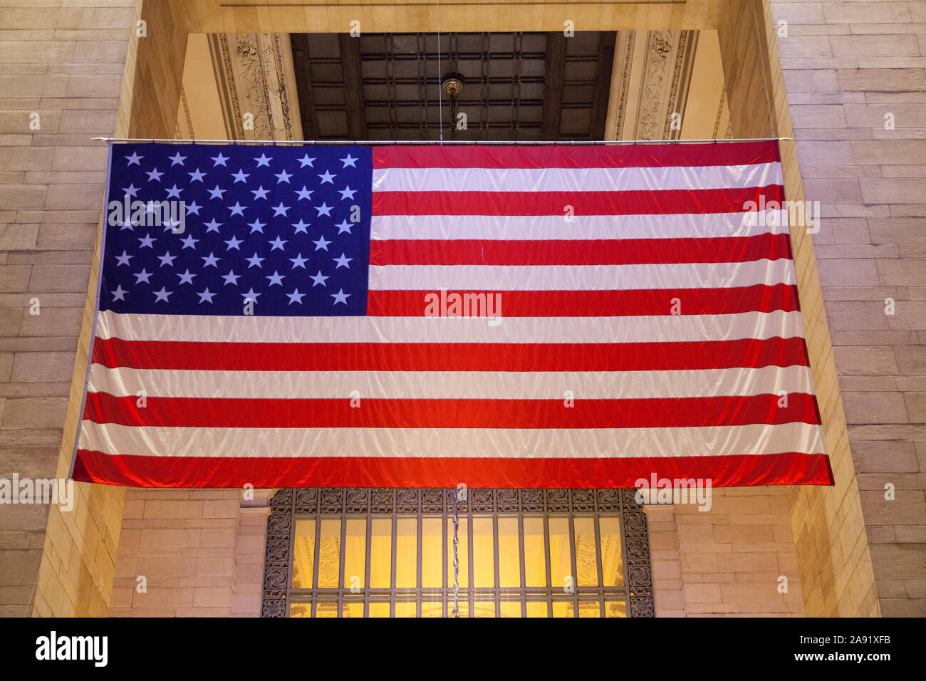 American flag, Main Concourse in Grand Central Station or Terminal