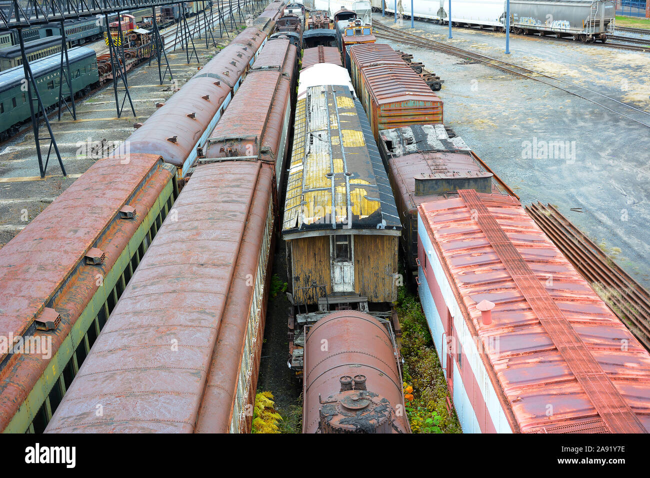 SCRANTON, PENNSYLVANIA - 30 OCT 2019: Old rail cars at Steamtown, a National Historic Site. Stock Photo