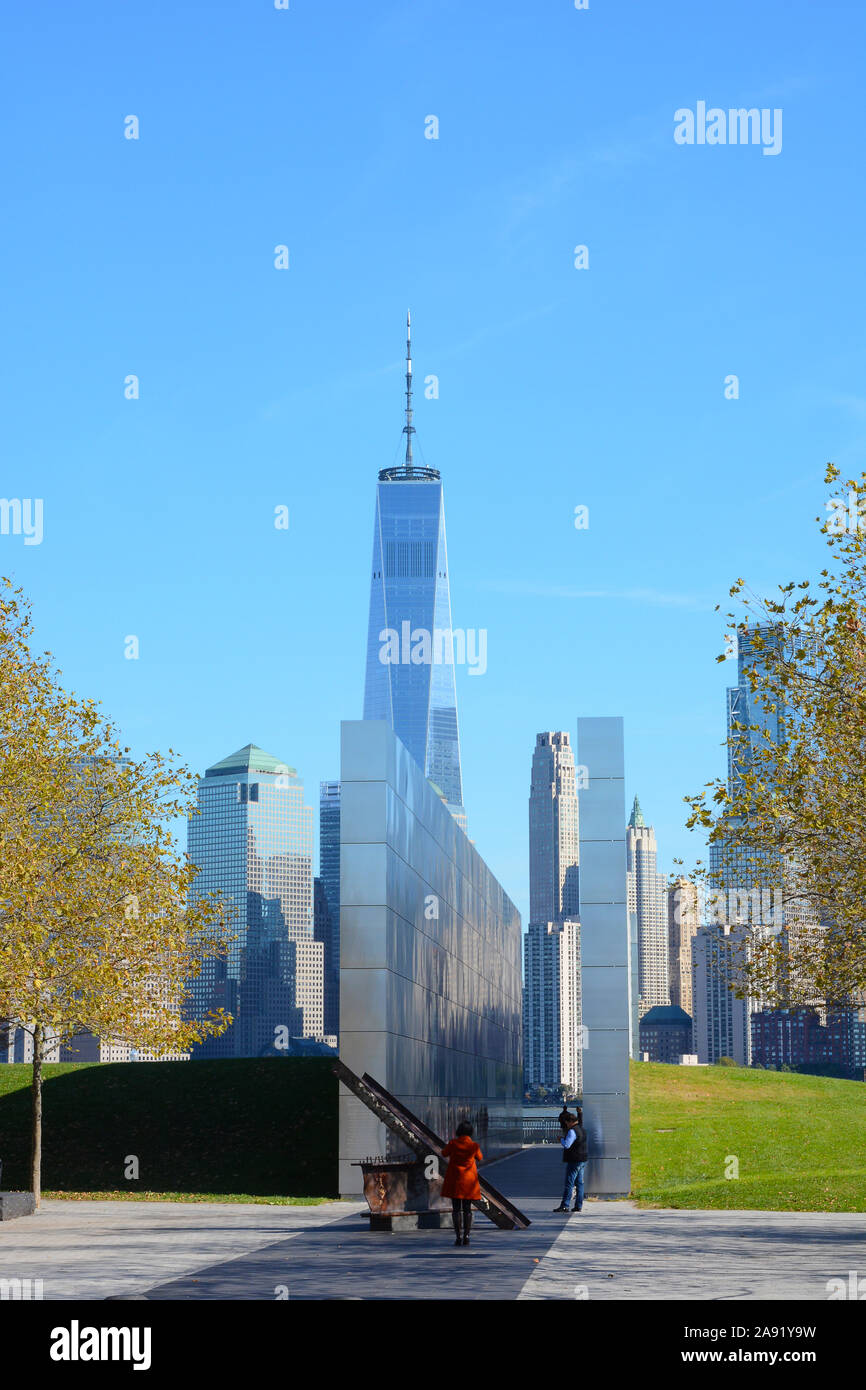 JERSEY CITY, NEW JERSEY - 04 NOV 2019: Empty Sky 9/11 Memorial at Liberty State Park, honors the 749 people that lived in or had ties to New Jersey th Stock Photo