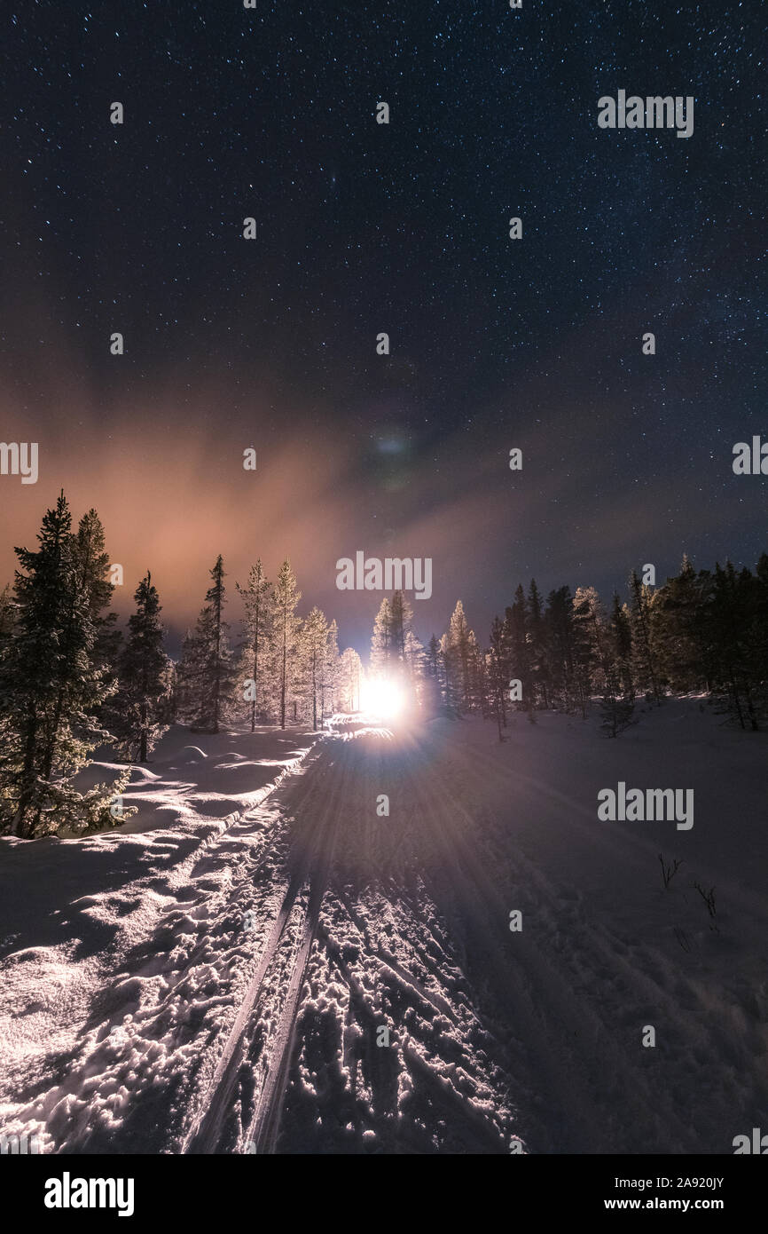 Light in winter landscape Stock Photo