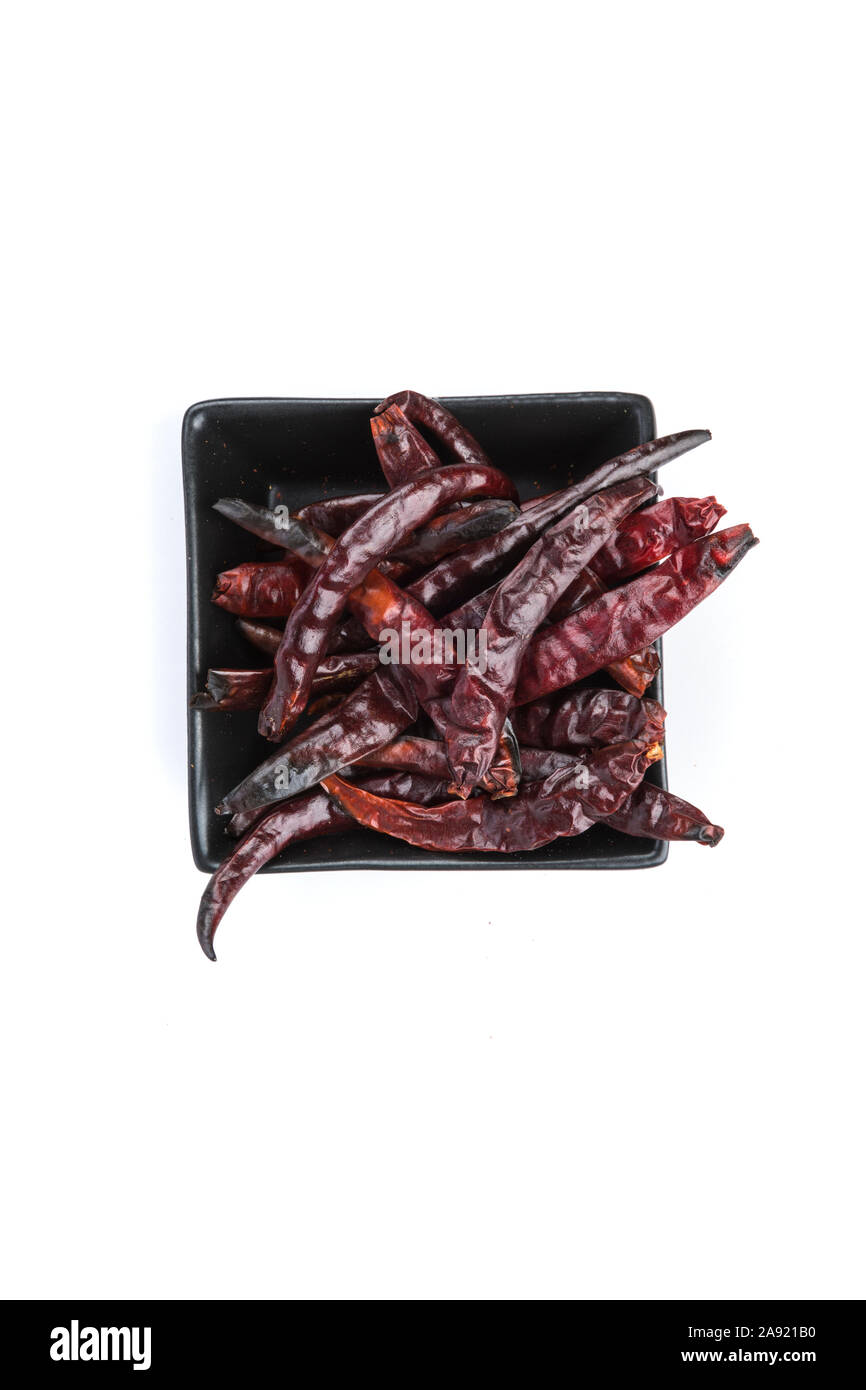 Handul of spicy dried red chili peppers chile de arbol Stock Photo Alamy