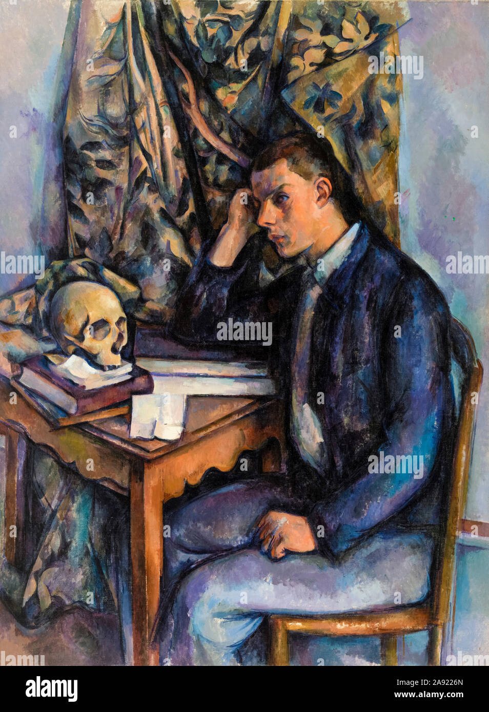 Paul Cezanne, Young Man and Skull, (Jeune homme à la tête de mort), painting, 1896-1898 Stock Photo