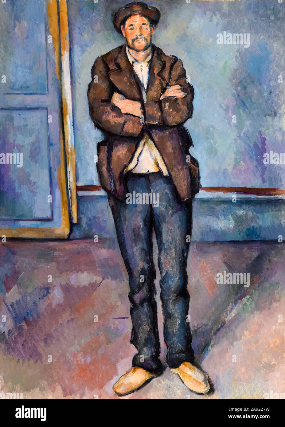 Paul Cezanne, Peasant Standing with Arms Crossed, portrait painting, 1895 Stock Photo