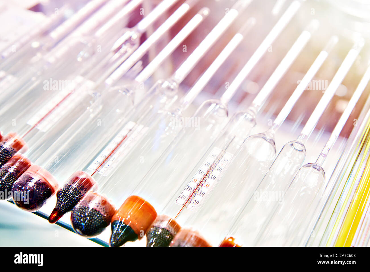 Alcohol thermometers for chemical laboratory Stock Photo Alamy