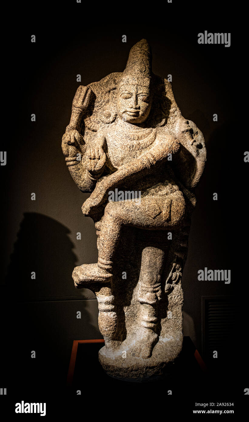 Italy Piedmont Turin - Mazzonis Palace - Mao Museum ( Museo d'Arte Orientale ) - Museum of Oriental art - Dvarapala - One of the gate keepers at the entrance of a temple - Tamil Nadu 15th century A.D. Stock Photo