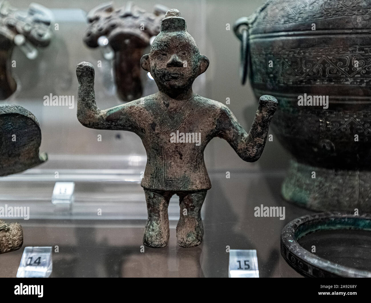 Italy Piedmont Turin - Mazzonis Palace - Mao Museum ( Museo d'Arte Orientale ) - Museum of Oriental art -  vessels, elements and vase ornaments - East Zhou 6th - 3rd century B.C. Stock Photo