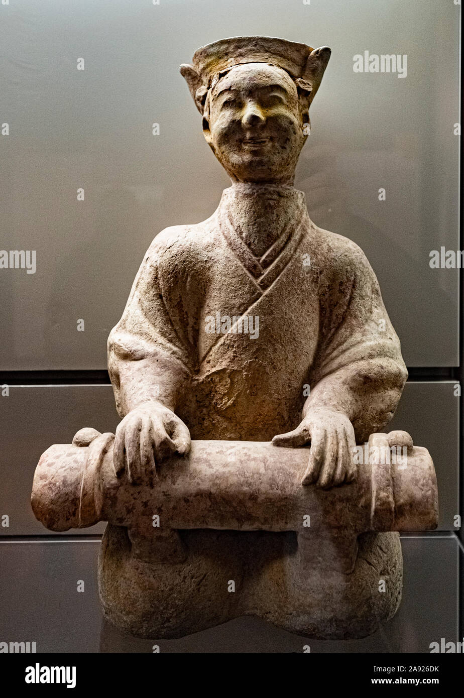 Italy Piedmont Turin - Mazzonis Palace - Mao Museum ( Museo d'Arte Orientale ) - Museum of Oriental art -  Funerary Statuettes from South -west China - Sichuan - Chongqing Eastern Han 2nd century A.D. Stock Photo