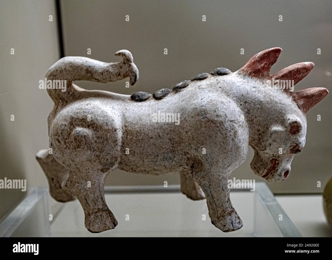 Italy Piedmont Turin - Mazzonis Palace - Mao Museum ( Museo d'Arte Orientale ) - Museum of Oriental art -  Mythical beast ( a Tomb - guardian  ) - Henan . Western Jin (?) second half of 3rd century A.D. Stock Photo