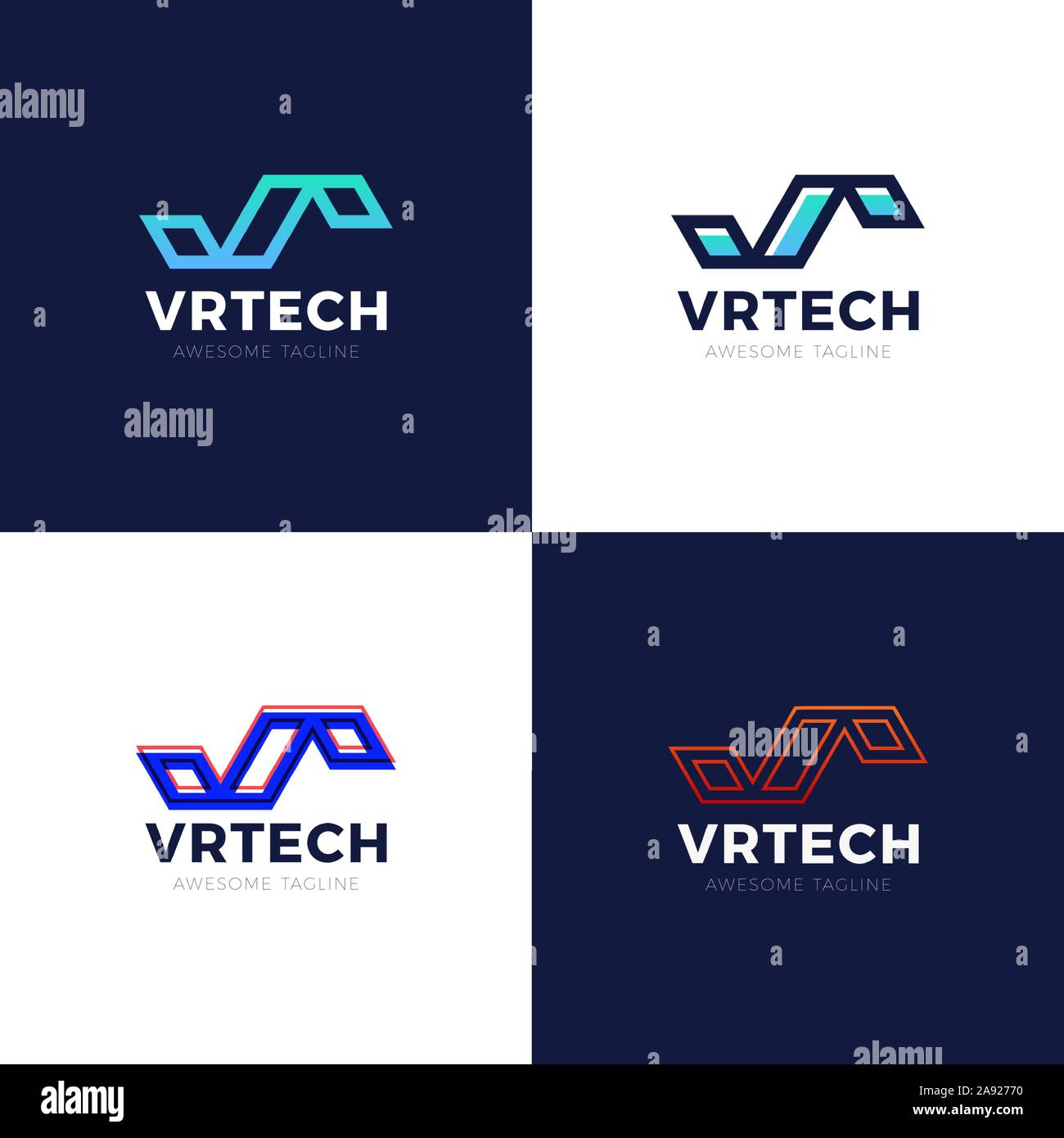 Letter VR Logo vector set. Vector Graphic Branding Letter Element Stock Vector